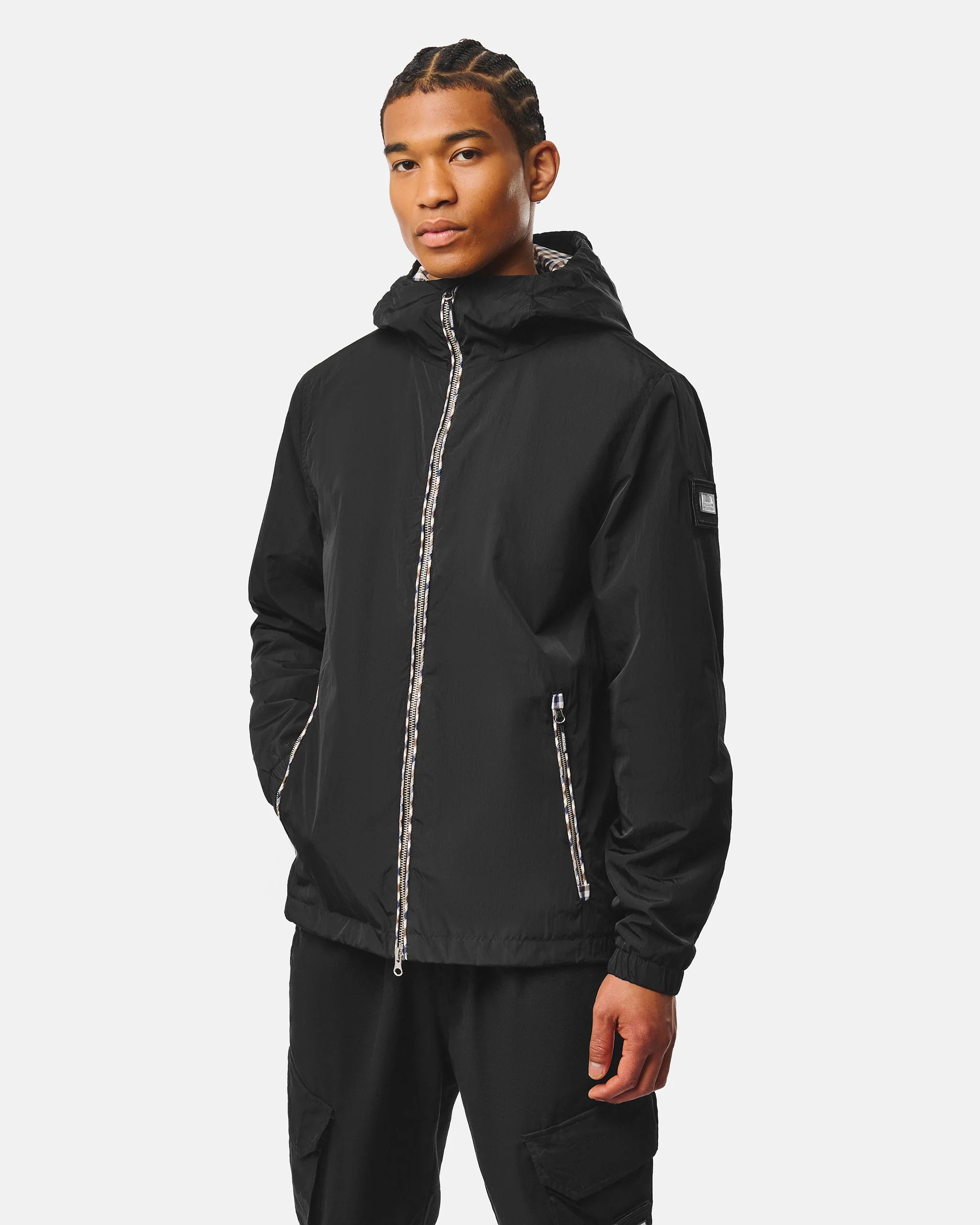 Campania Check Windbreaker Jacket Black - Image 2