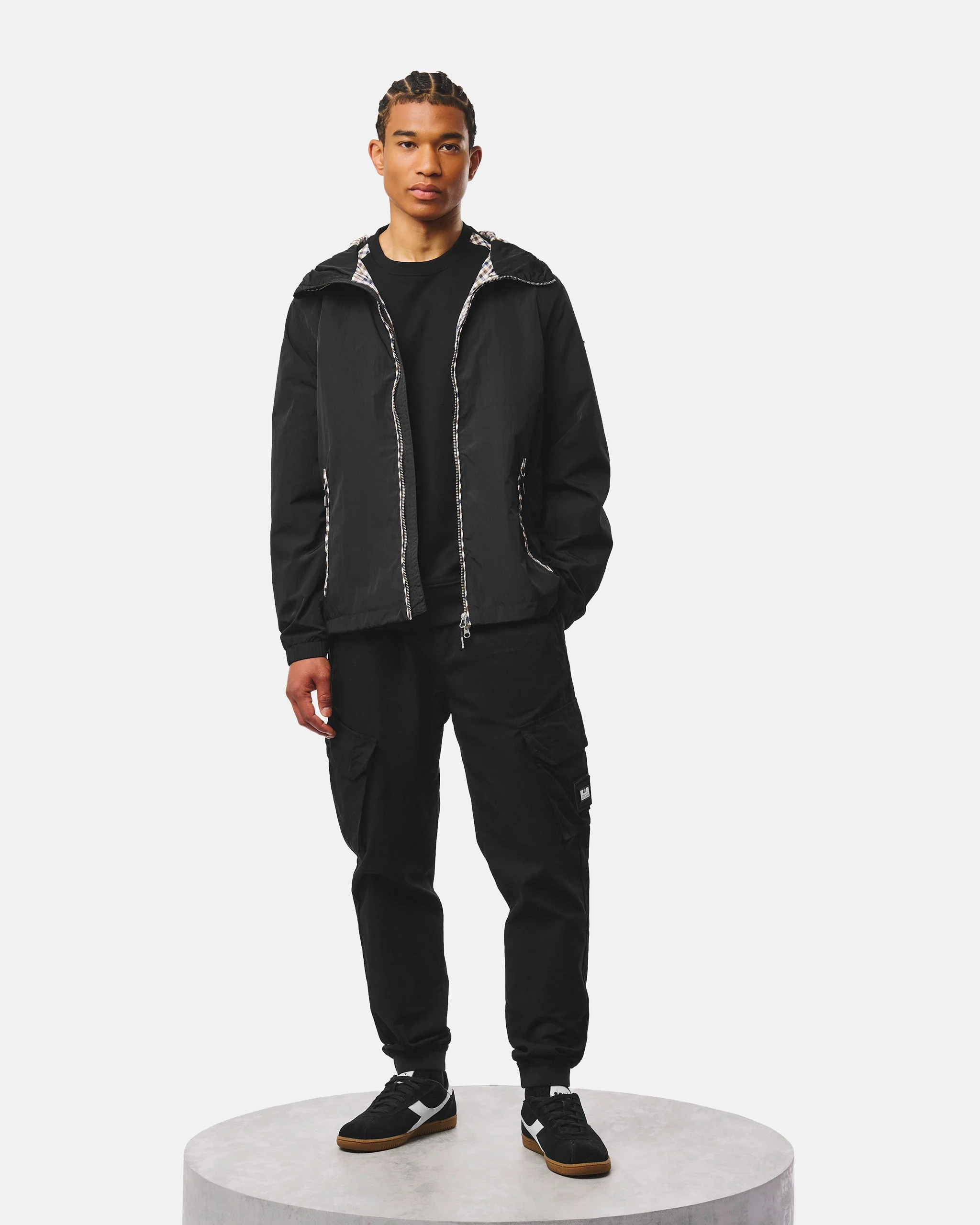 Campania Check Windbreaker Jacket Black - Image 4