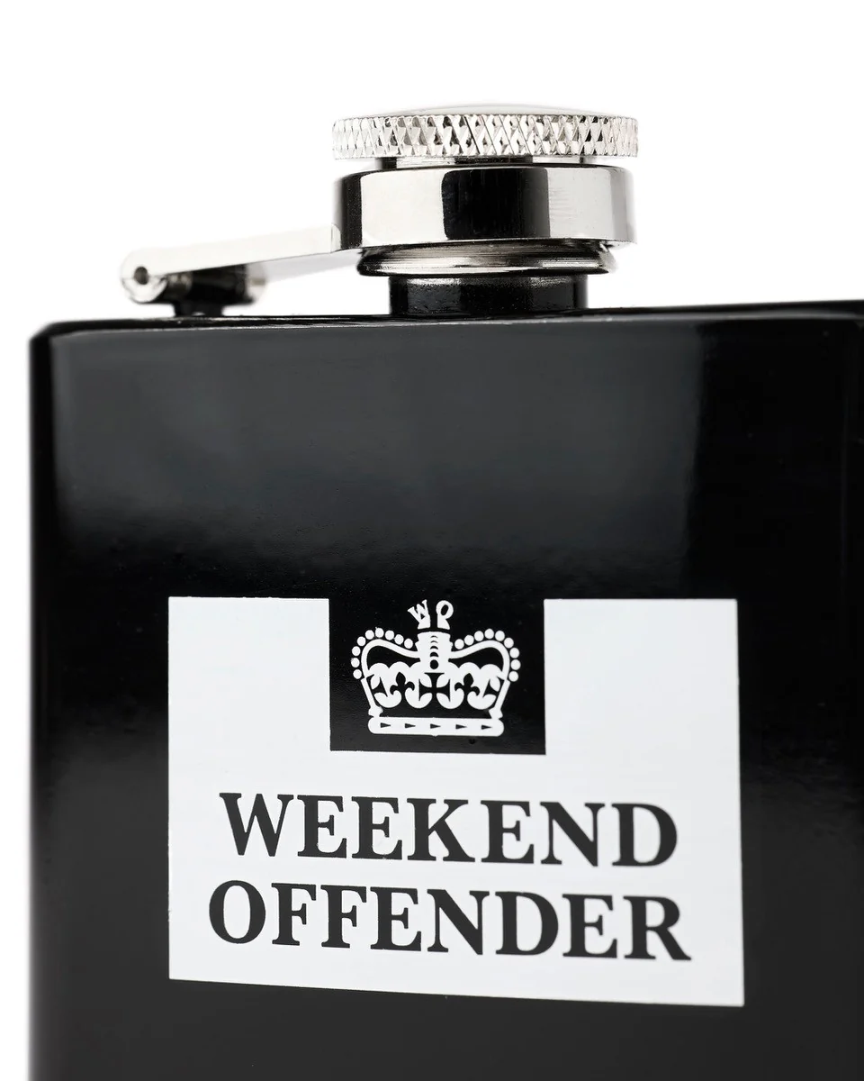 Hip Flask Black/White 60ml/2oz - Image 3