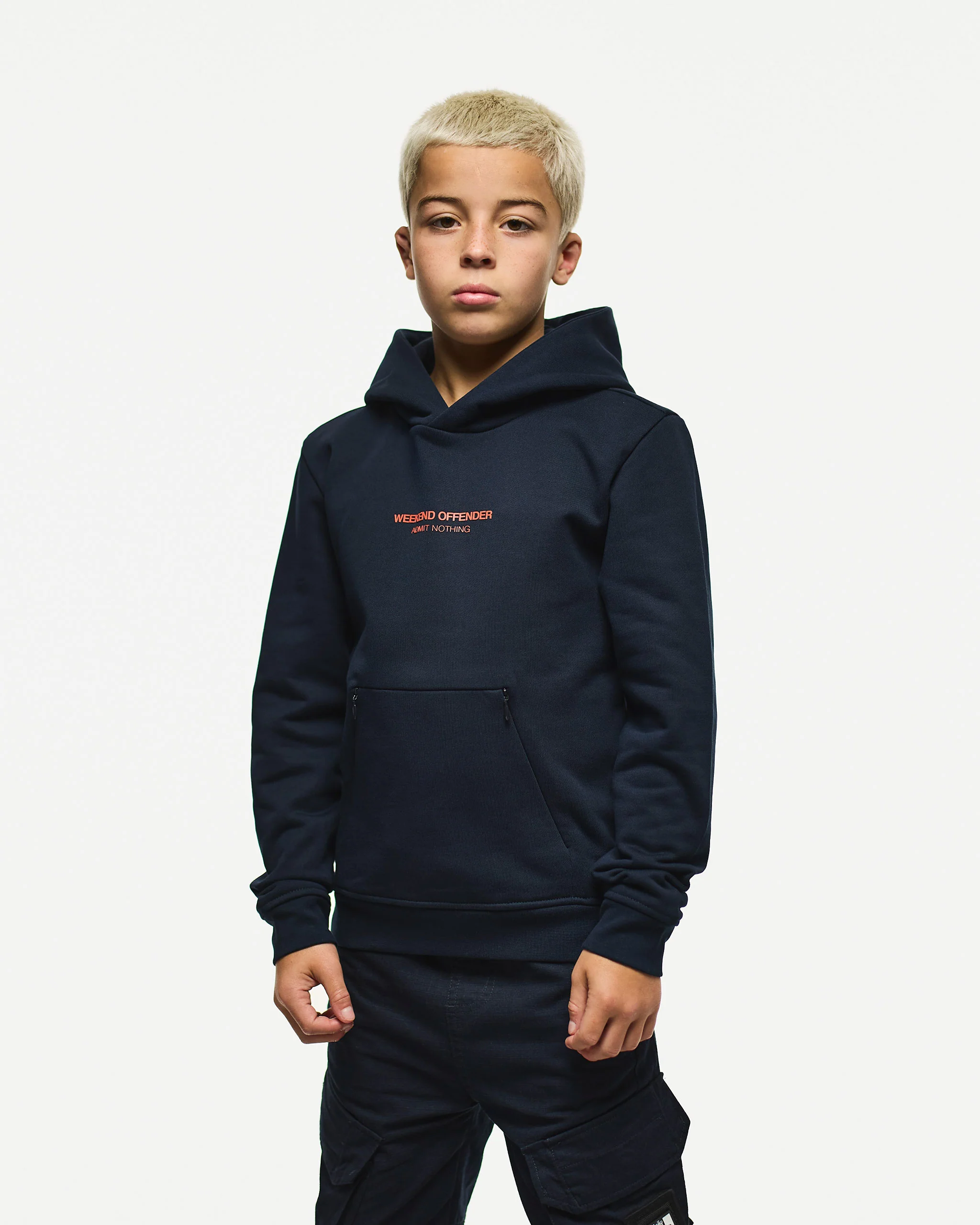 Kids Cobain Hoodie Navy/Sunset Orange - Image 3