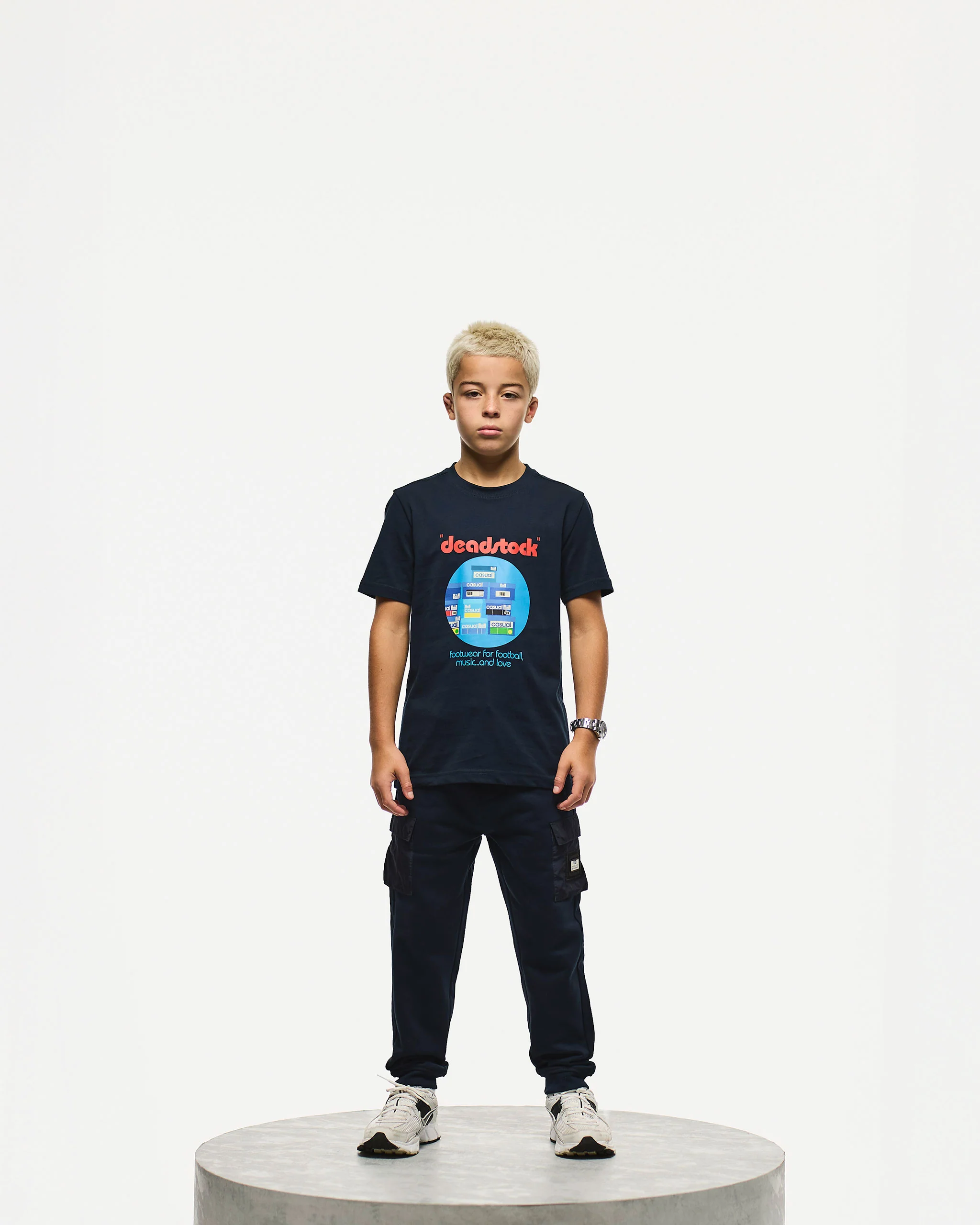 Kids Deadstock Graphic T-Shirt Navy - Image 3