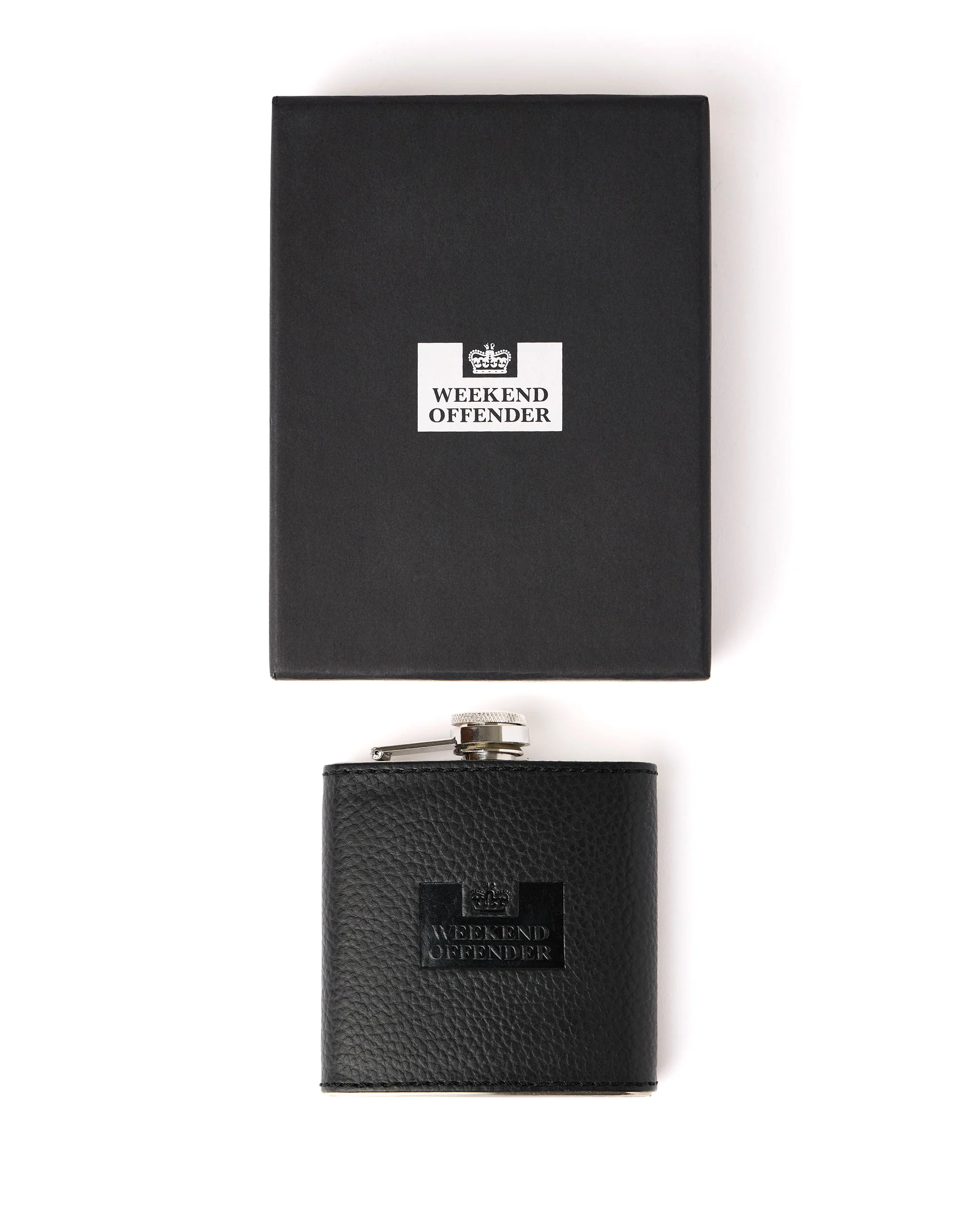 Leather Hip Flask With Gift Box Black - Image 2