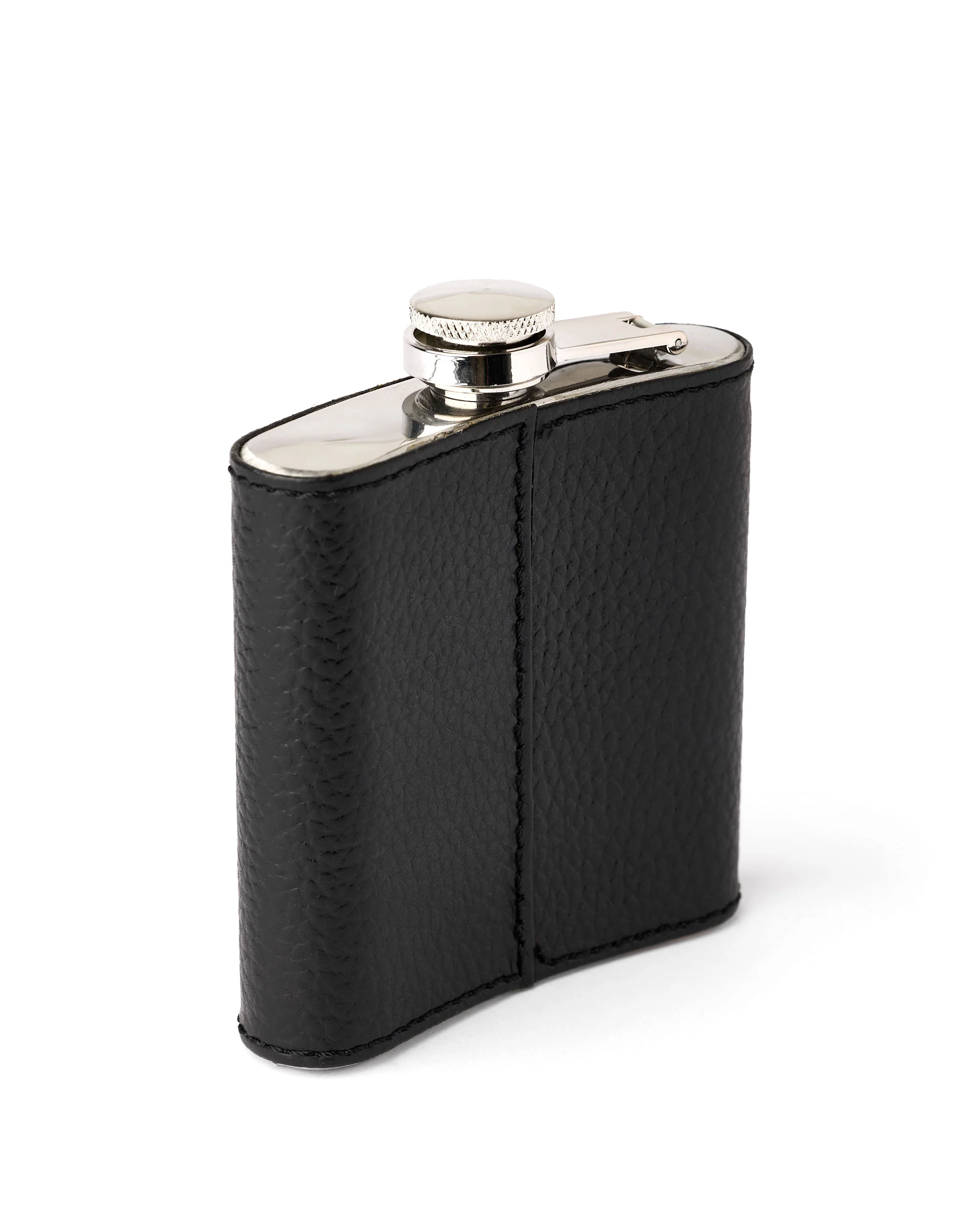 Leather Hip Flask With Gift Box Black - Image 3