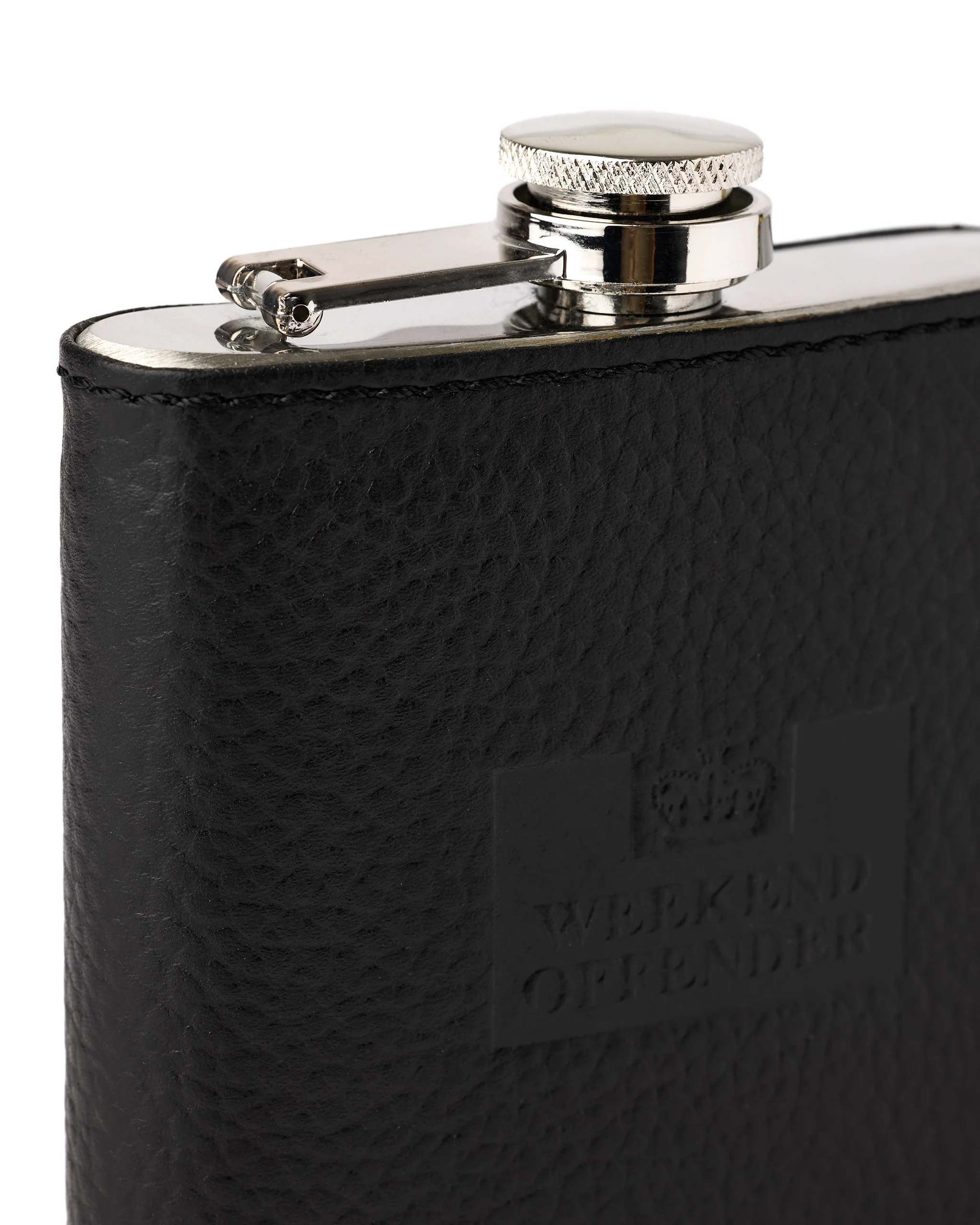 Leather Hip Flask With Gift Box Black - Image 4