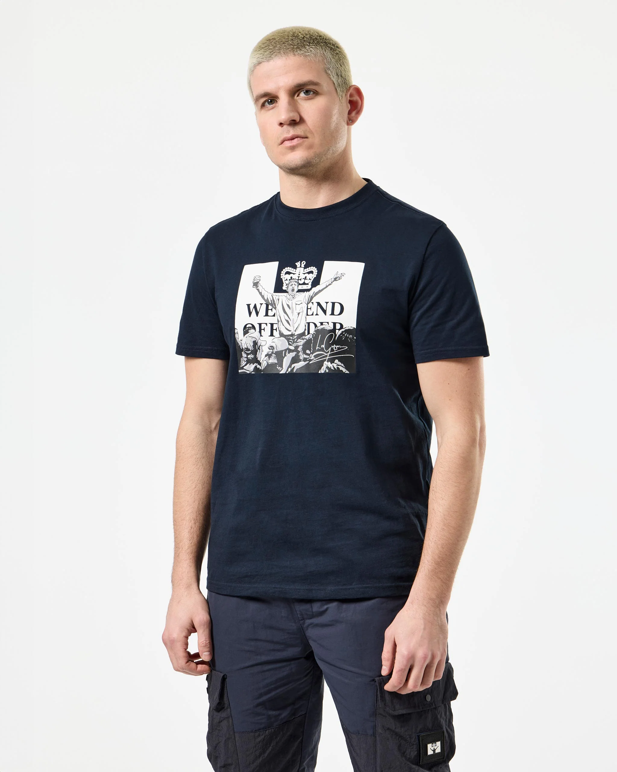 Leo Gregory Mono Graphic T-Shirt Navy - Image 2