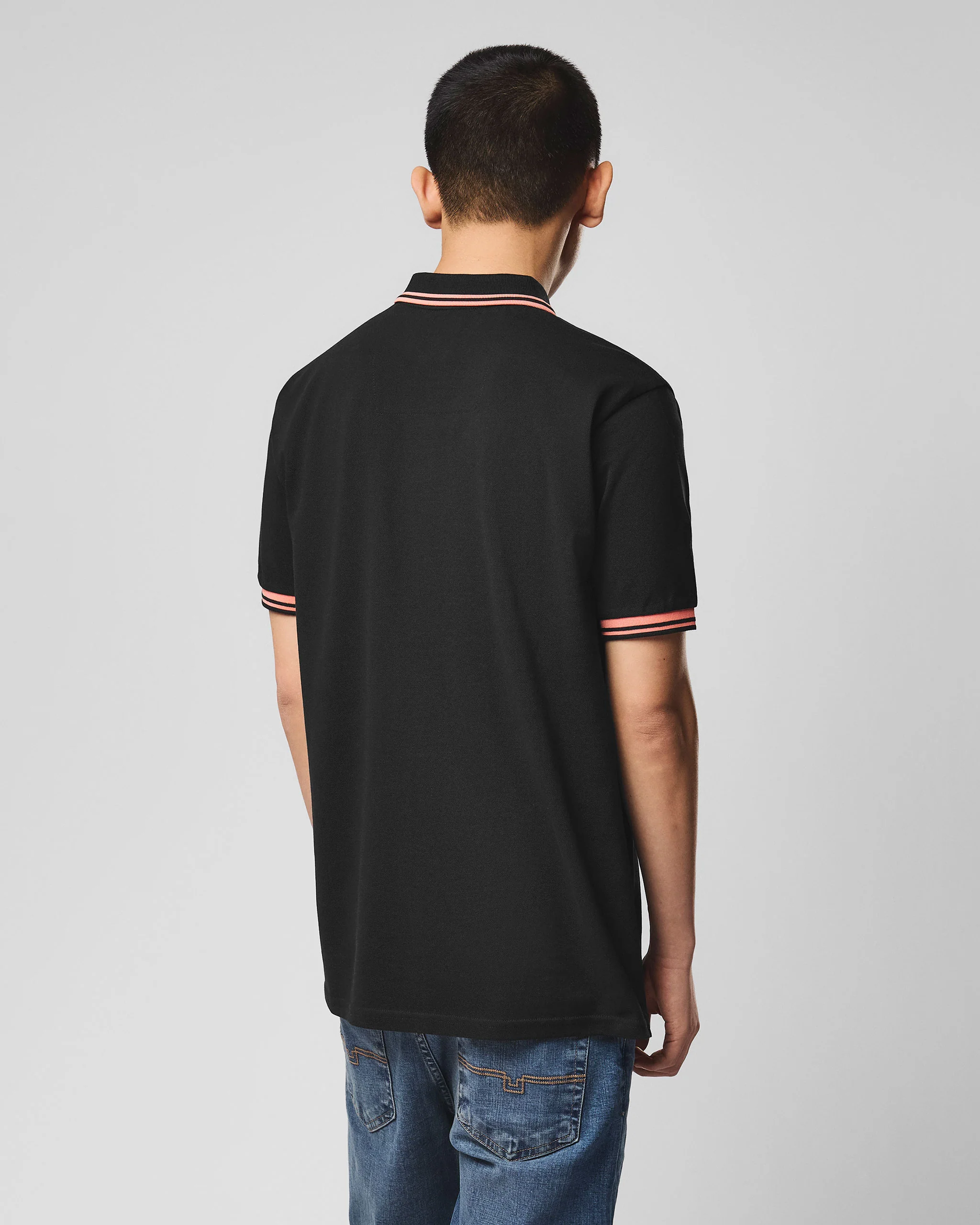 Levanto Polo Shirt Black/Coral - Image 5