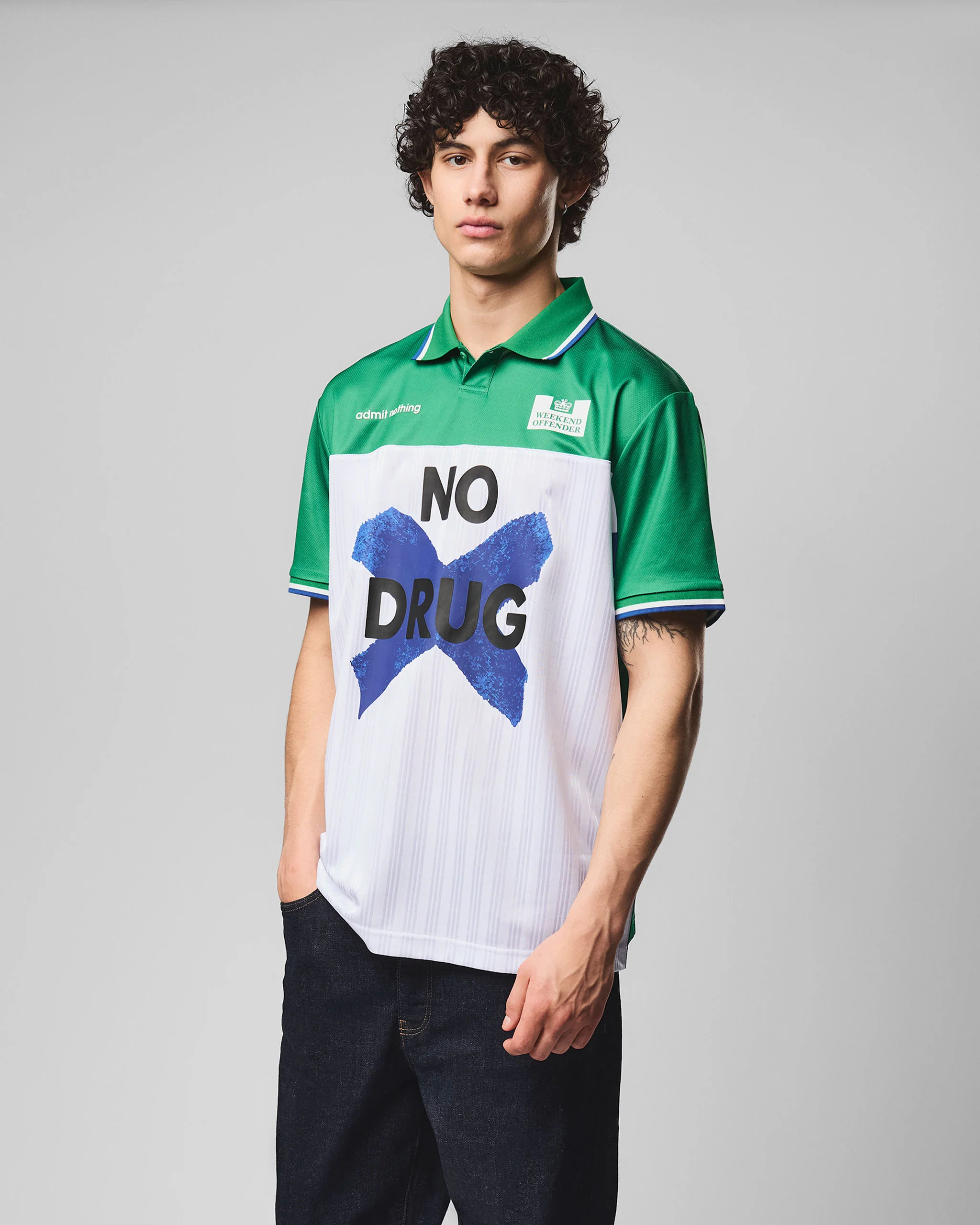 No Drug Football Shirt White - Image 2