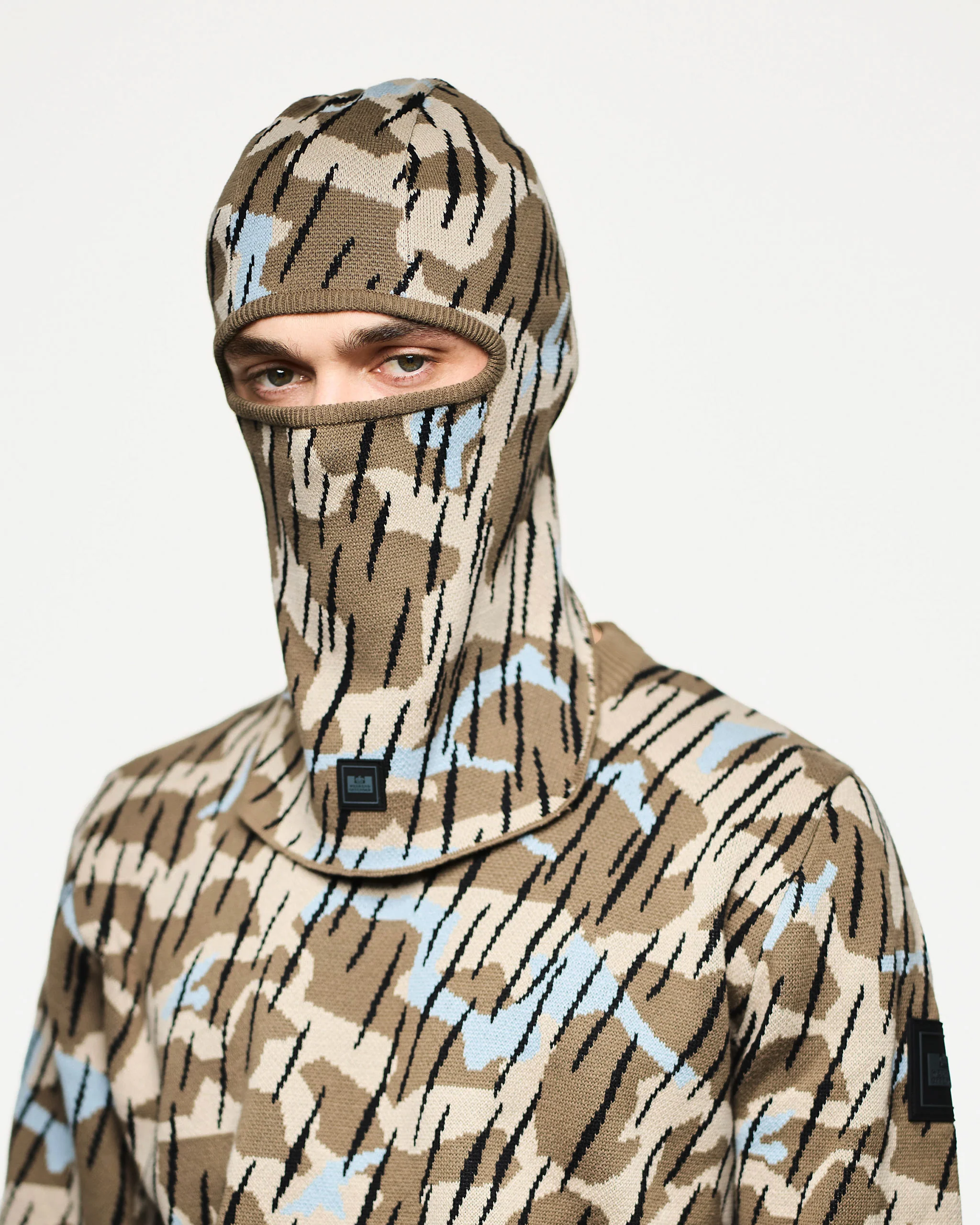 Oden Camo Rib Knit Balaclava Tobacco Brown - Image 2