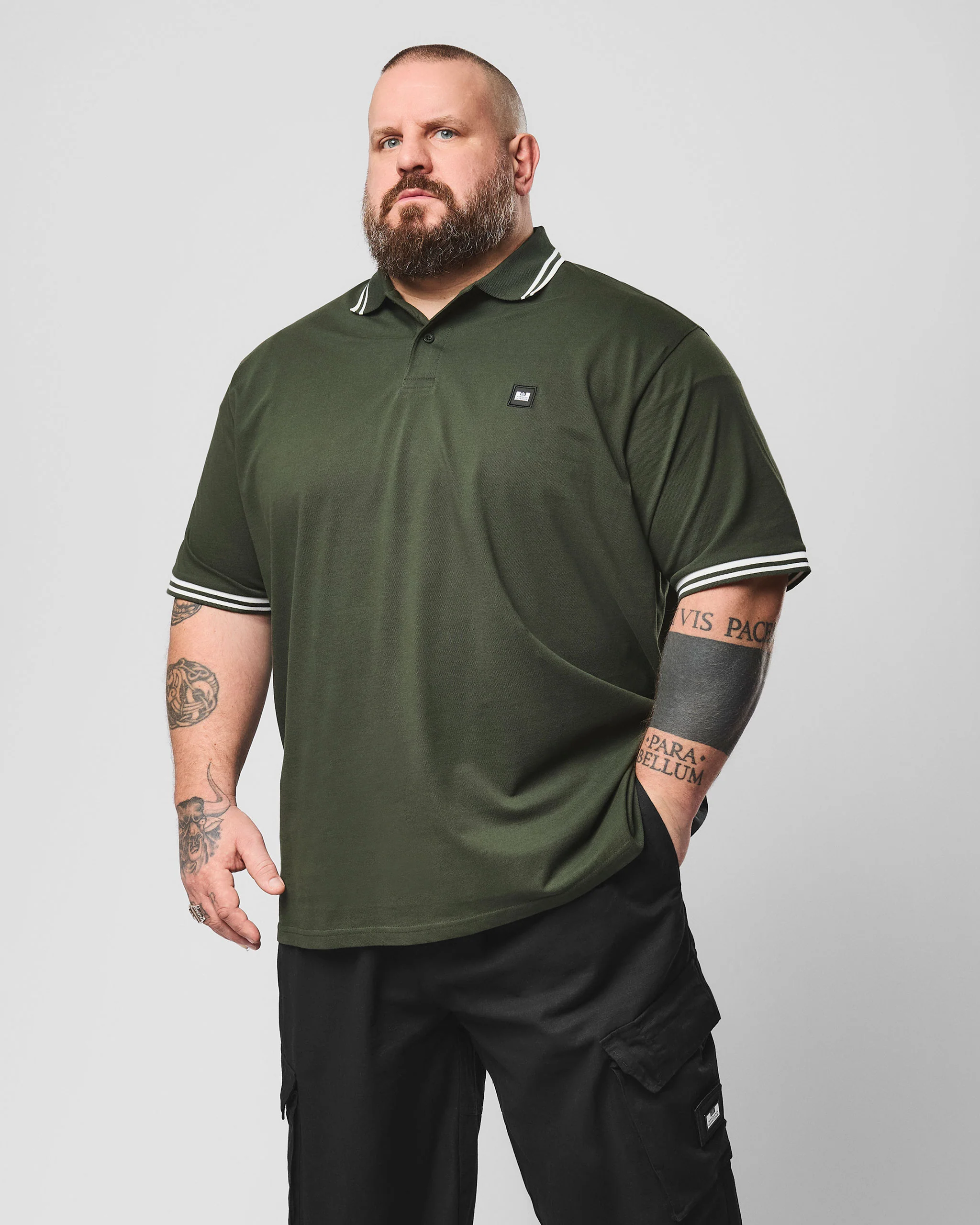 Plus Size - Levanto Polo Shirt Black Forest Green/Ghost - Image 3