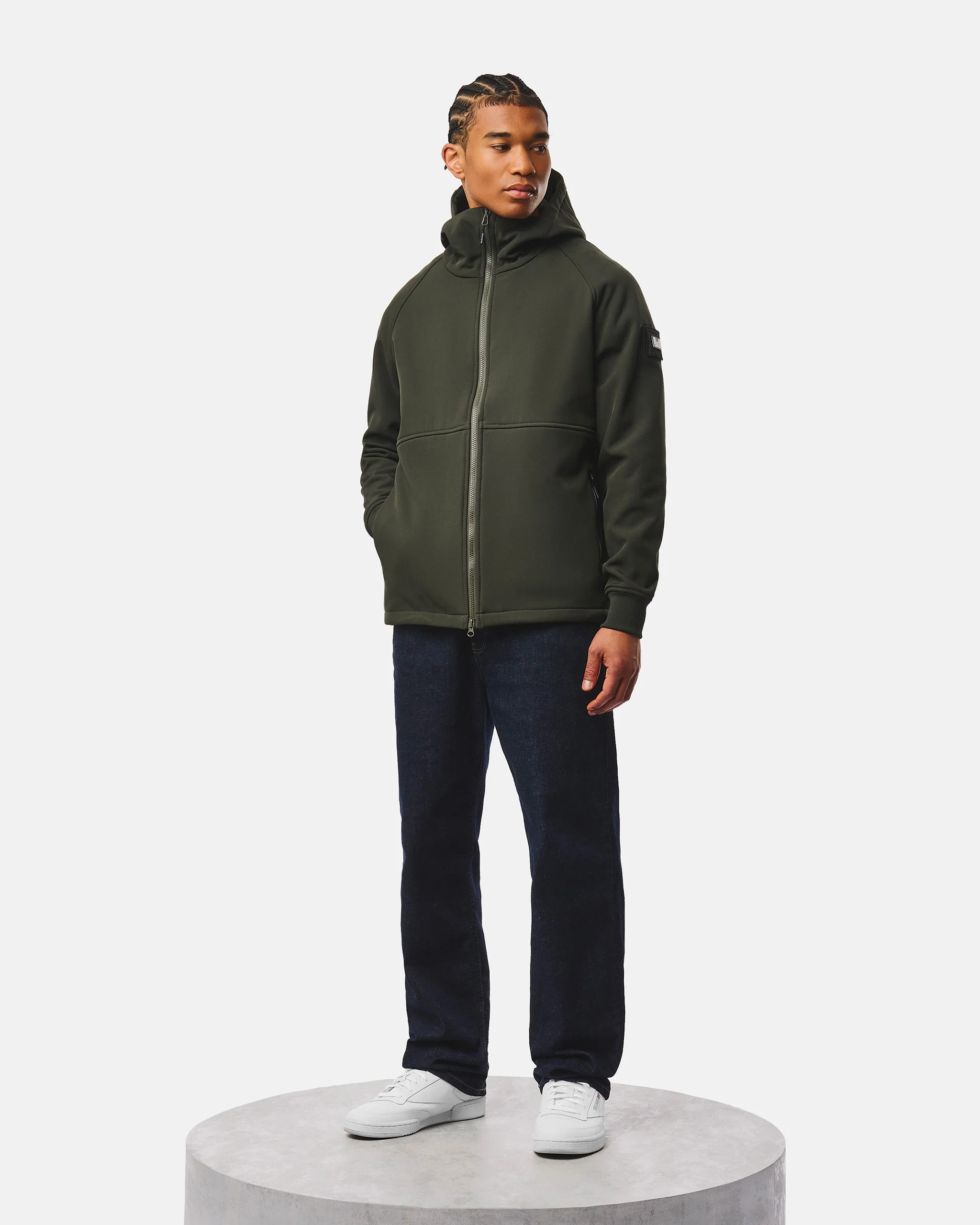 Stipe Softshell Jacket Black Forest Green - Image 4